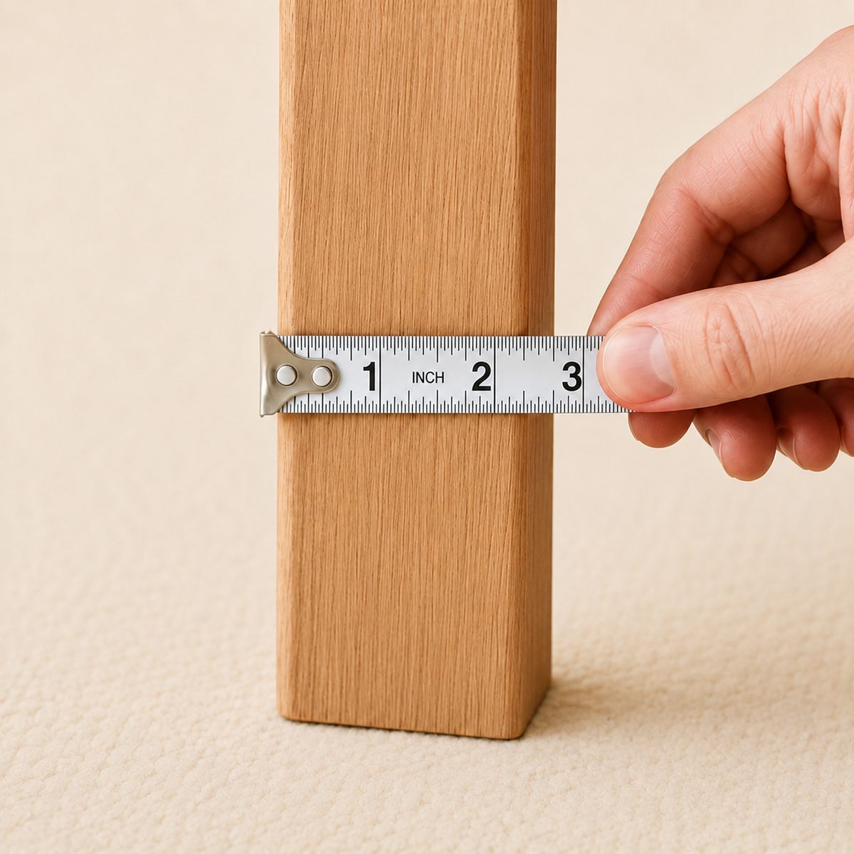 A bed leg seated in a furniture riser